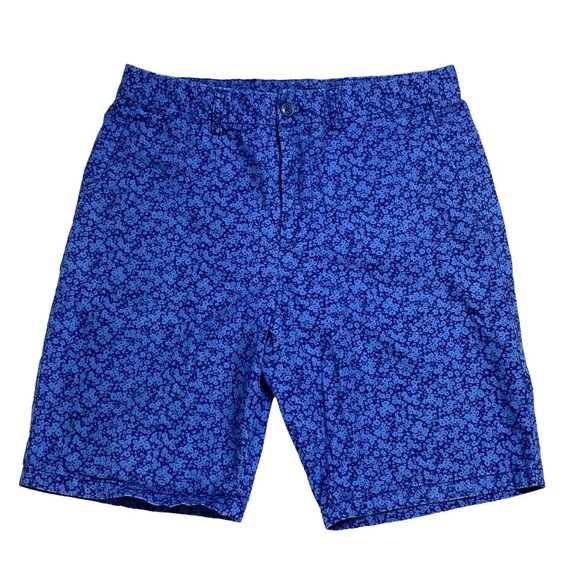 Old Navy Men's Slim Floral Blue Flat Front Shorts Size 32 - Picture 1 of 6